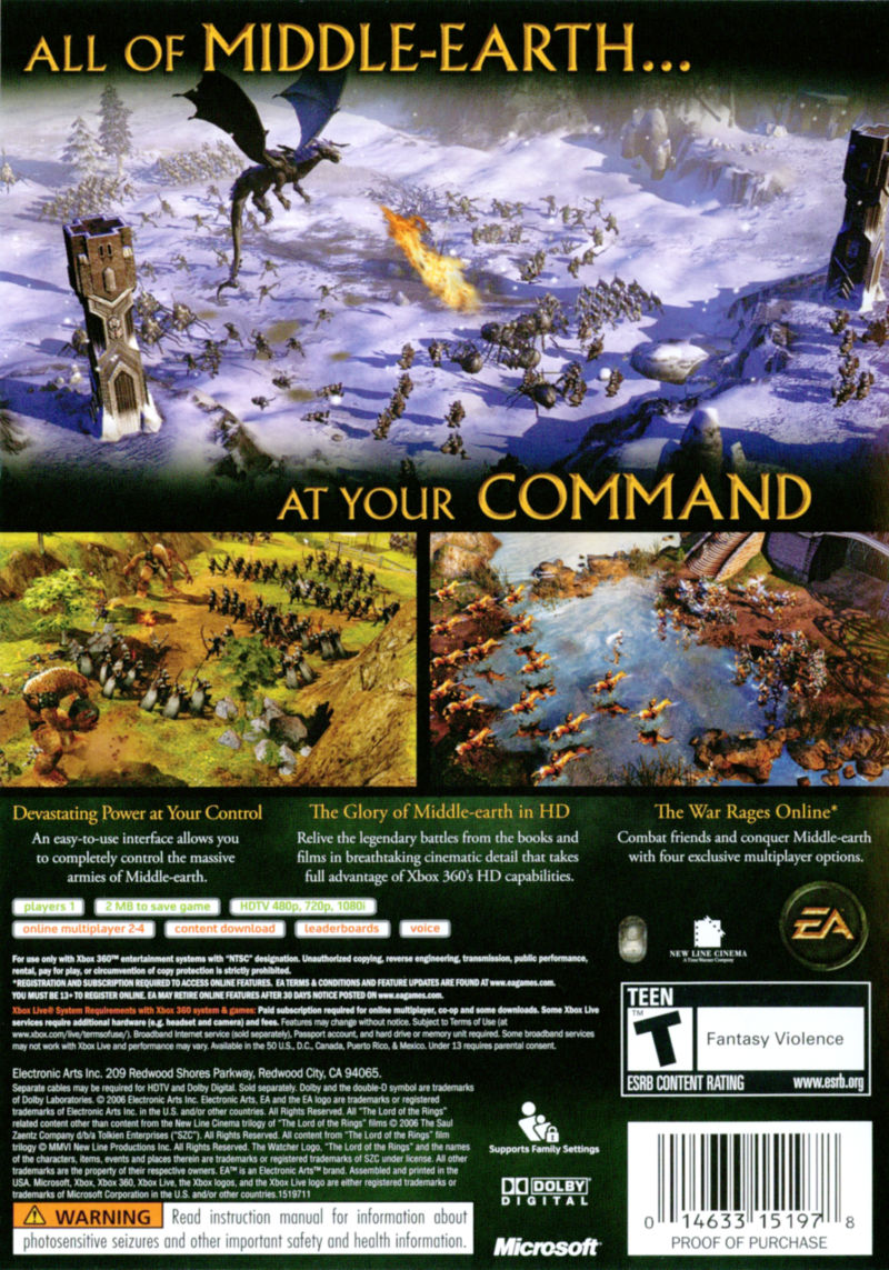 Lord of the Rings: Battle for Middle Earth 2 - Xbox 360