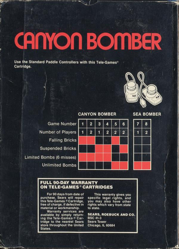 Canyon Bomber (Tele-Games 49-75115) - Atari 2600