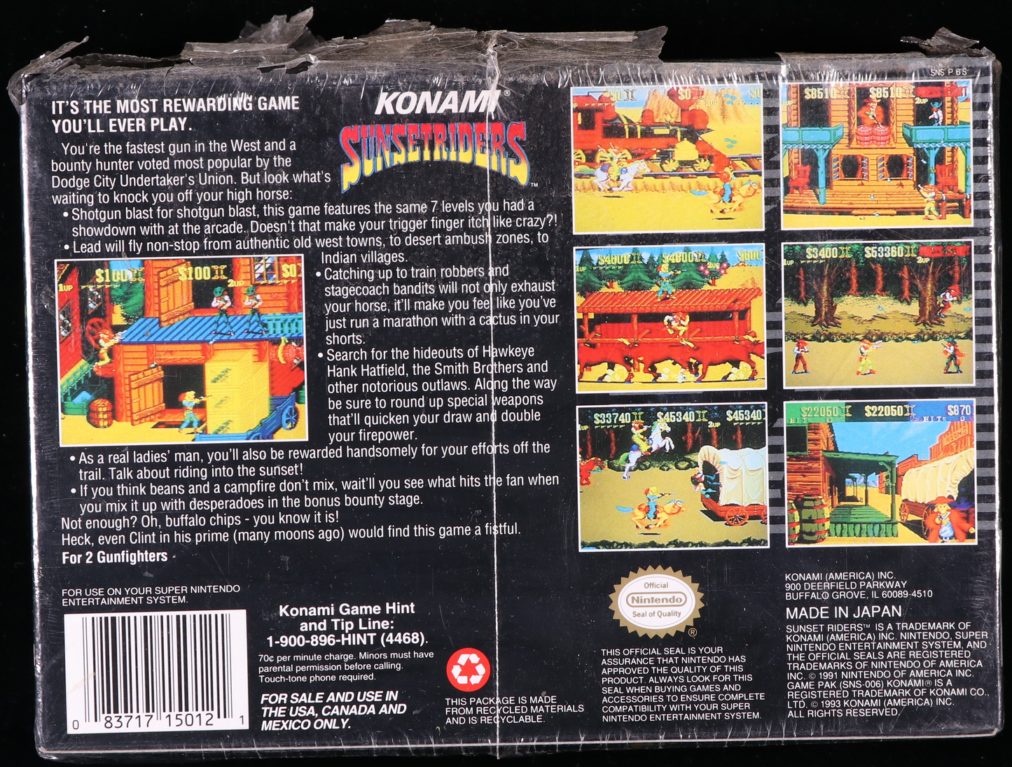 Sunset Riders SNES 6.5 C - NEBRASKA COLLECTION