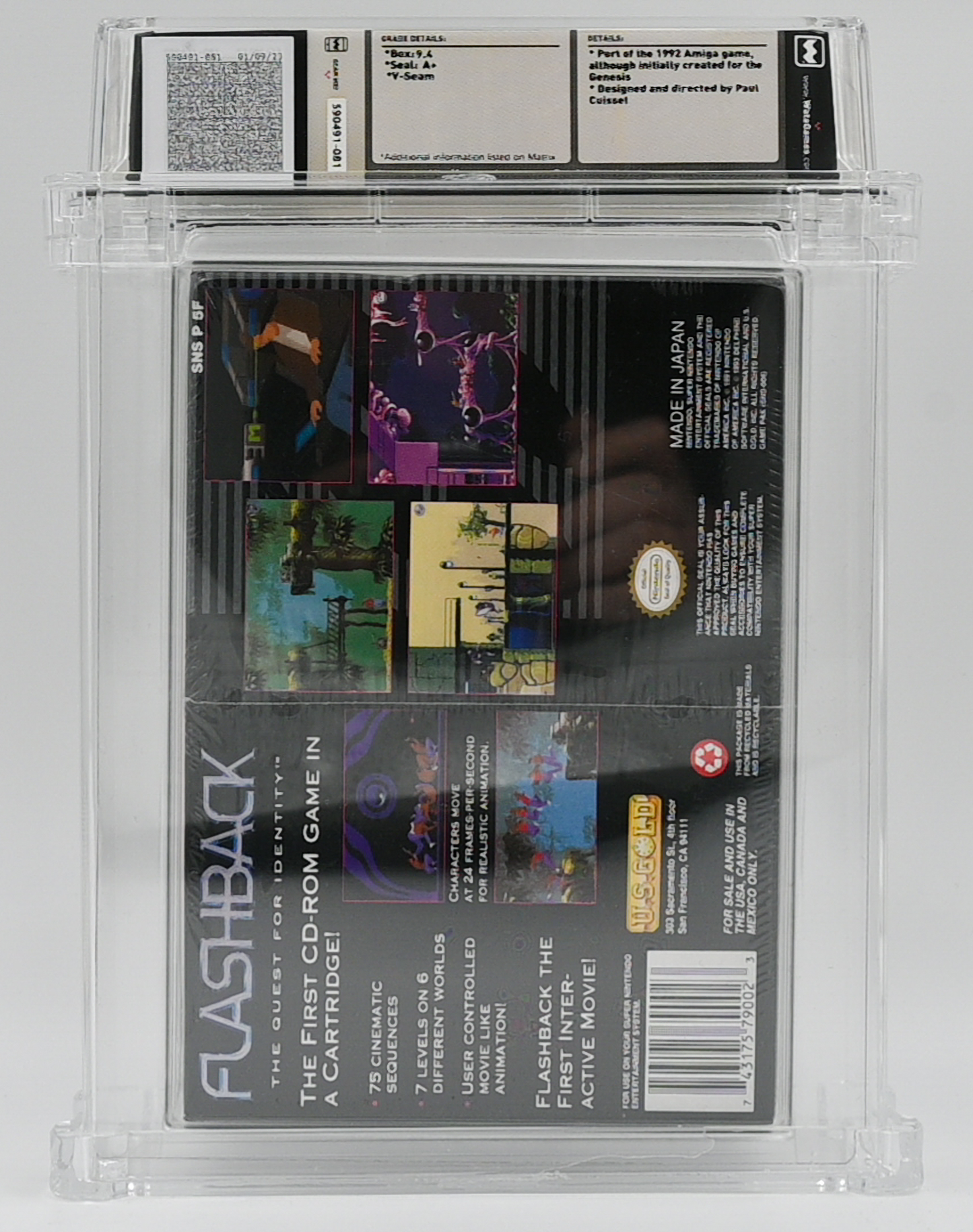 Flashback: The Quest for Identity SNES 9.4 A - NEBRASKA COLLECTION