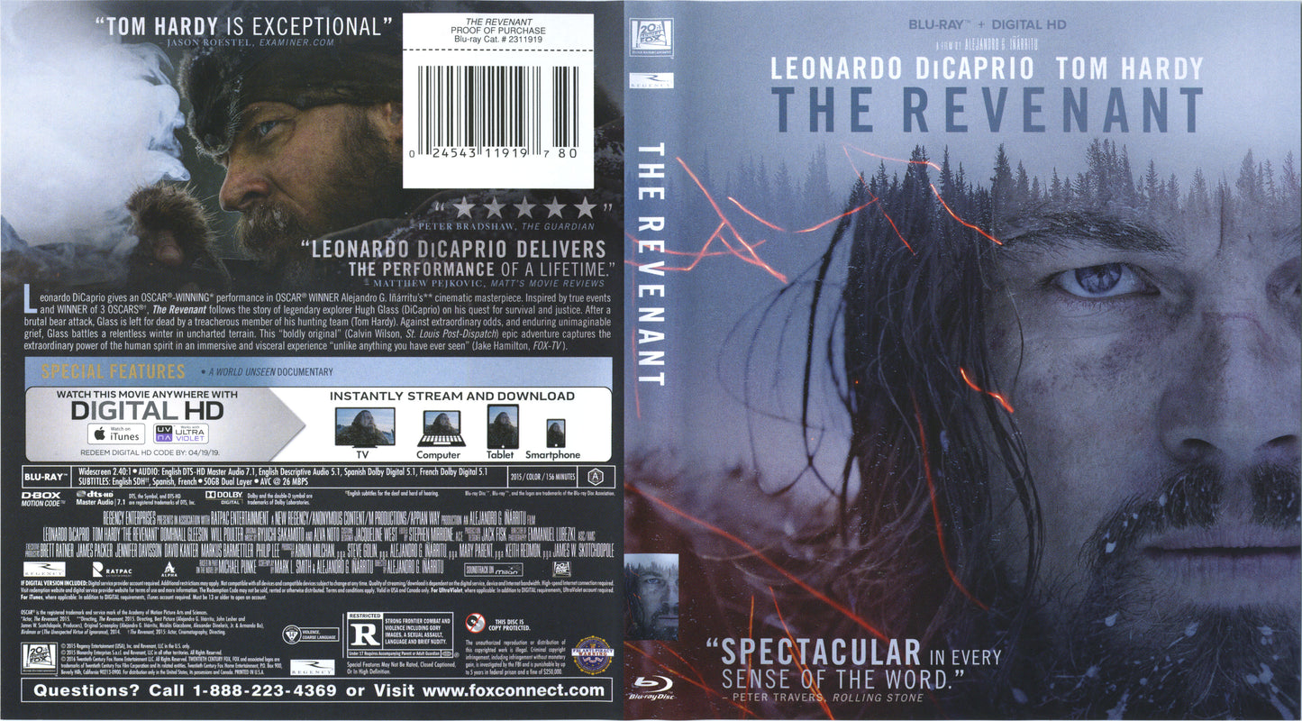Revenant - Blu-ray Action/Adventure 2015 R