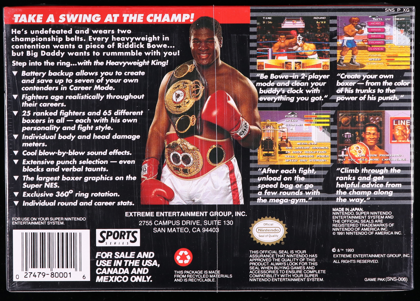 Riddick Bowe Boxing SNES 9.4 A+ - NEBRASKA COLLECTION