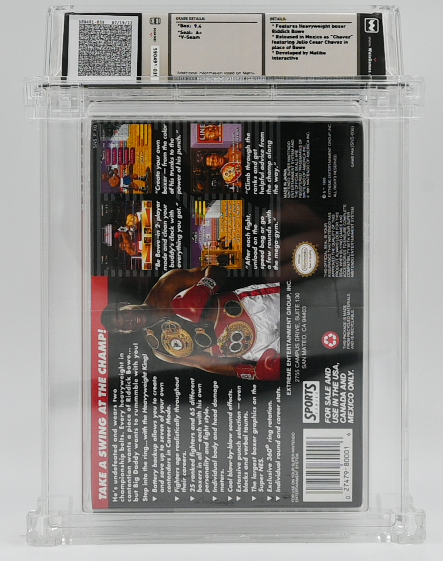 Riddick Bowe Boxing SNES 9.4 A+ - NEBRASKA COLLECTION