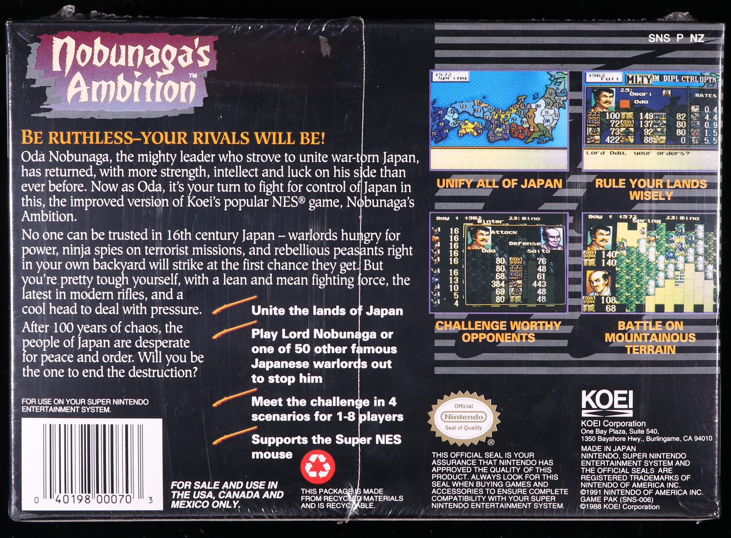 Nobunaga's Ambition SNES 9.4 A+ - NEBRASKA COLLECTION