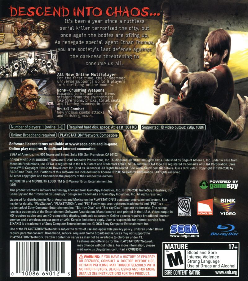 Condemned 2: Bloodshot - PS3