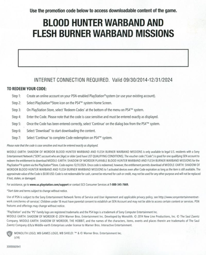 Middle Earth: Shadow of Mordor - PS4