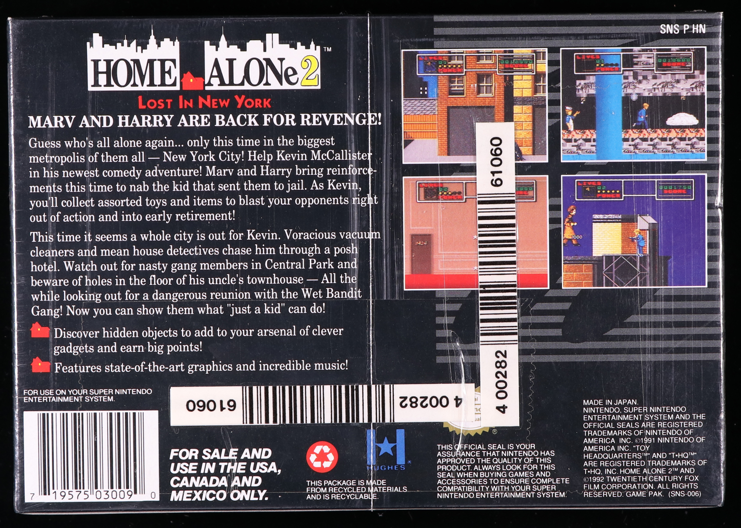Home Alone 2: Lost in New York SNES 9.6 A - NEBRASKA COLLECTION