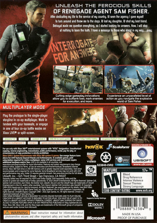 Tom Clancy's Splinter Cell: Conviction - Xbox 360