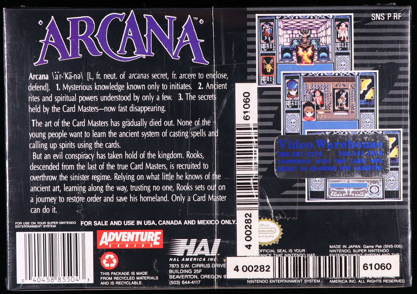 Arcana SNES 9.4 B+ - NEBRASKA COLLECTION