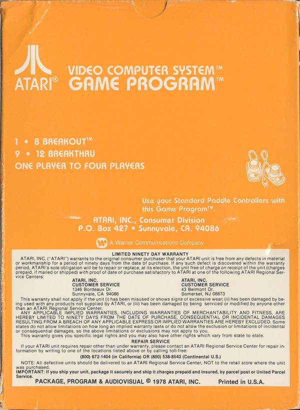 Breakout (Orange Label) - Atari 2600
