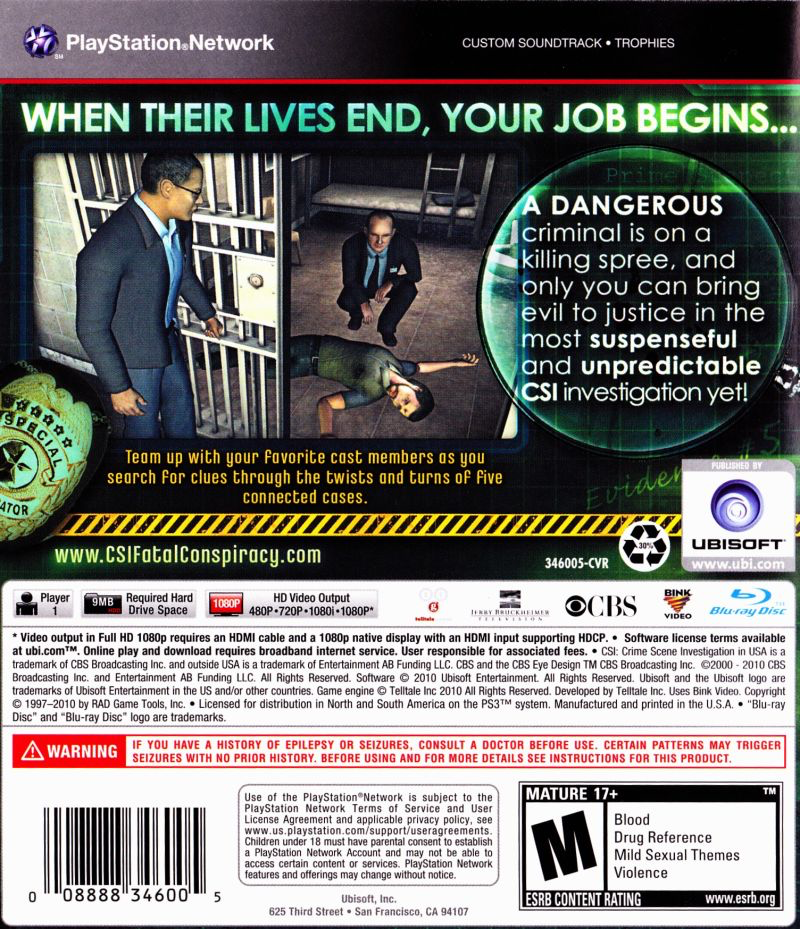 CSI: Fatal Conspiracy - PS3