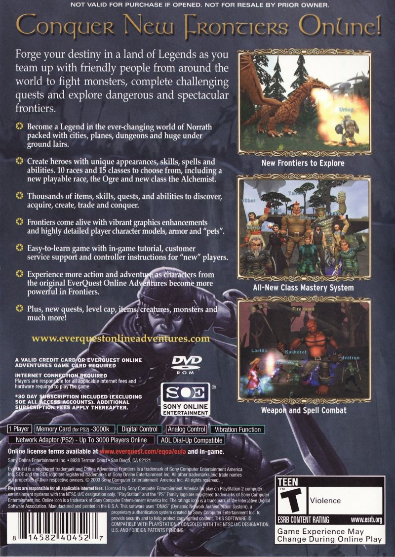 EverQuest Online Adventures Frontiers - PS2