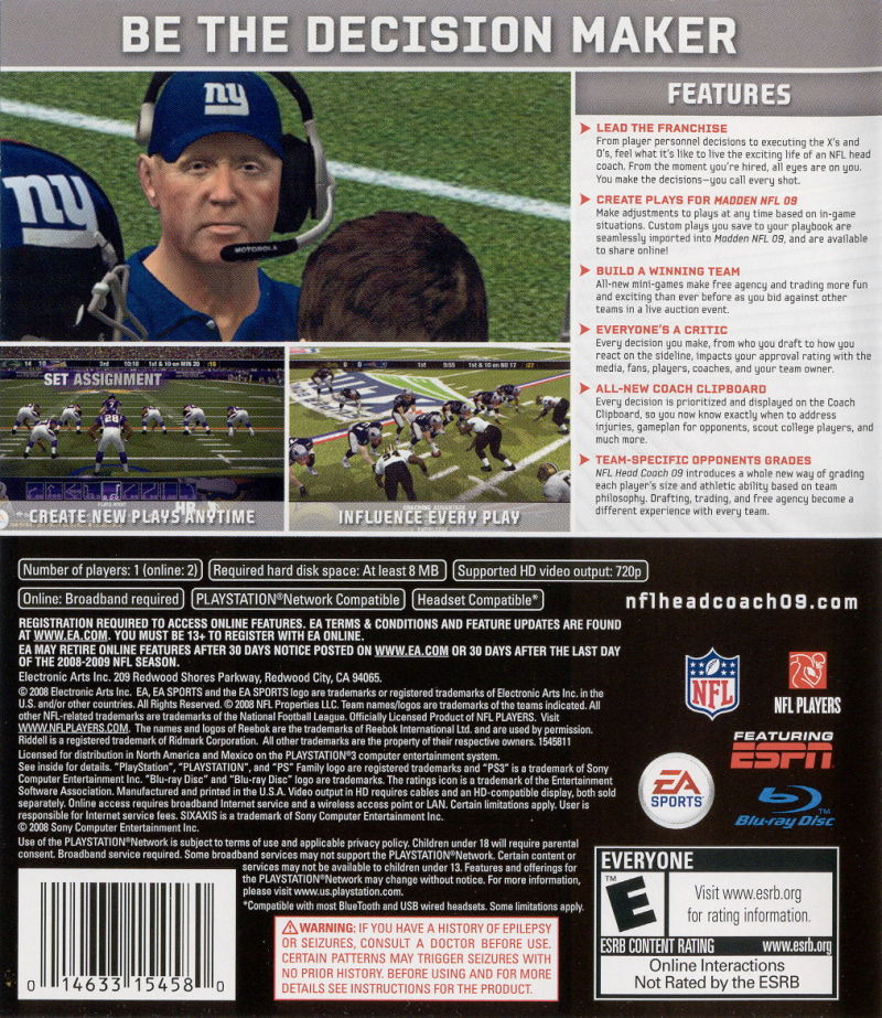 NFL Head Coach 09 - PS3