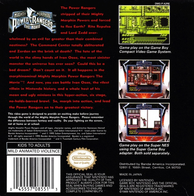 Mighty Morphin' Power Rangers: The Movie - Game Boy
