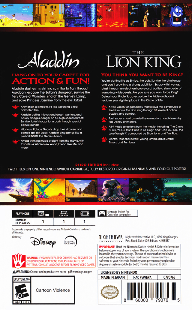 Disney Classic Games: Aladdin and The Lion King - Retro Edition - Switch