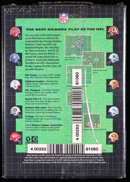 NFL Sports Talk Football '93 SEGA GENESIS 9.6 B+ - NEBRASKA COLLECTION