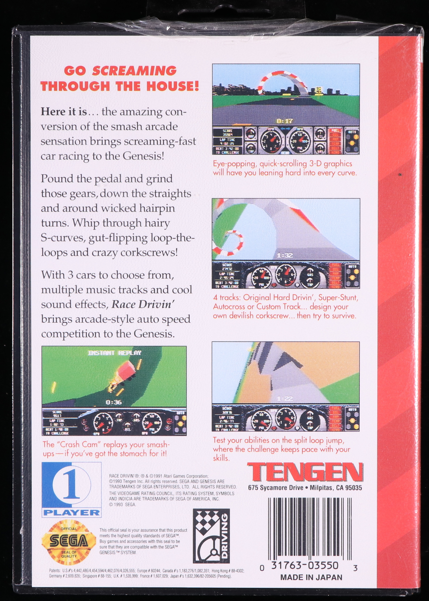 Race Drivin' SEGA GENESIS 9.8 A+ - NEBRASKA COLLECTION