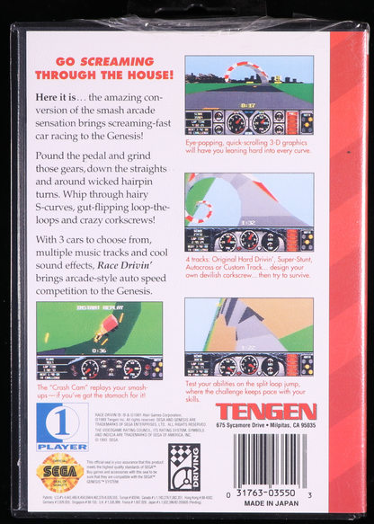 Race Drivin' SEGA GENESIS 9.8 A+ - NEBRASKA COLLECTION