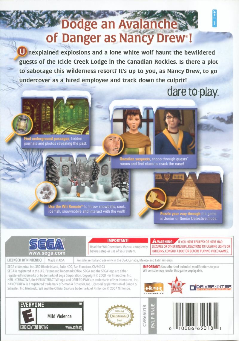 Nancy Drew: The White Wolf of Icicle Creek - Wii