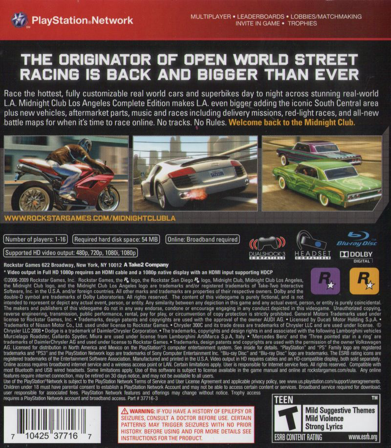 Midnight Club: Los Angeles - Complete Edition - PS3