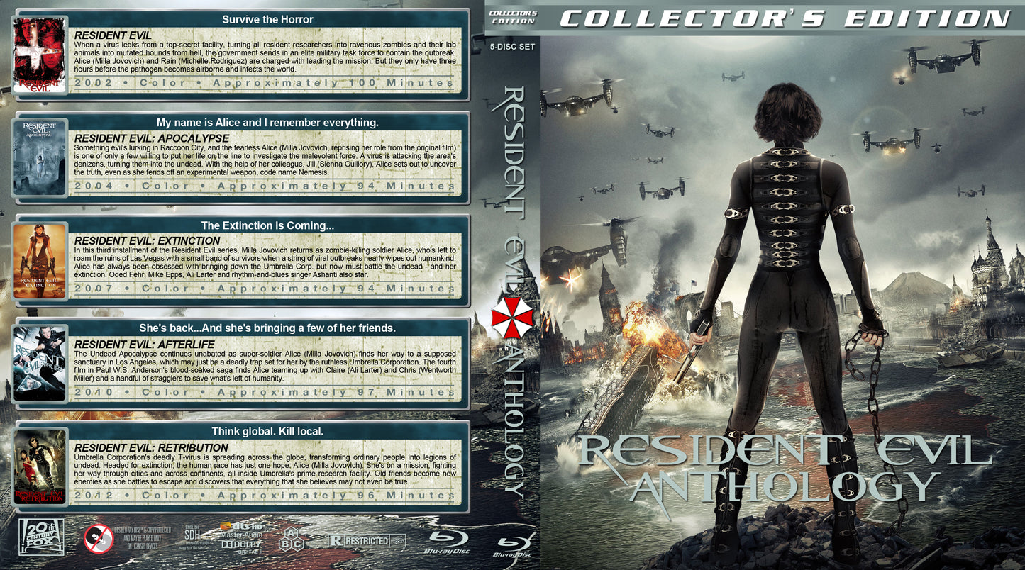 Resident Evil 5-Pack: Resident Evil / Apocalypse / Extinction / Afterlife / Retribution - Blu-ray Action/Adventure VAR R