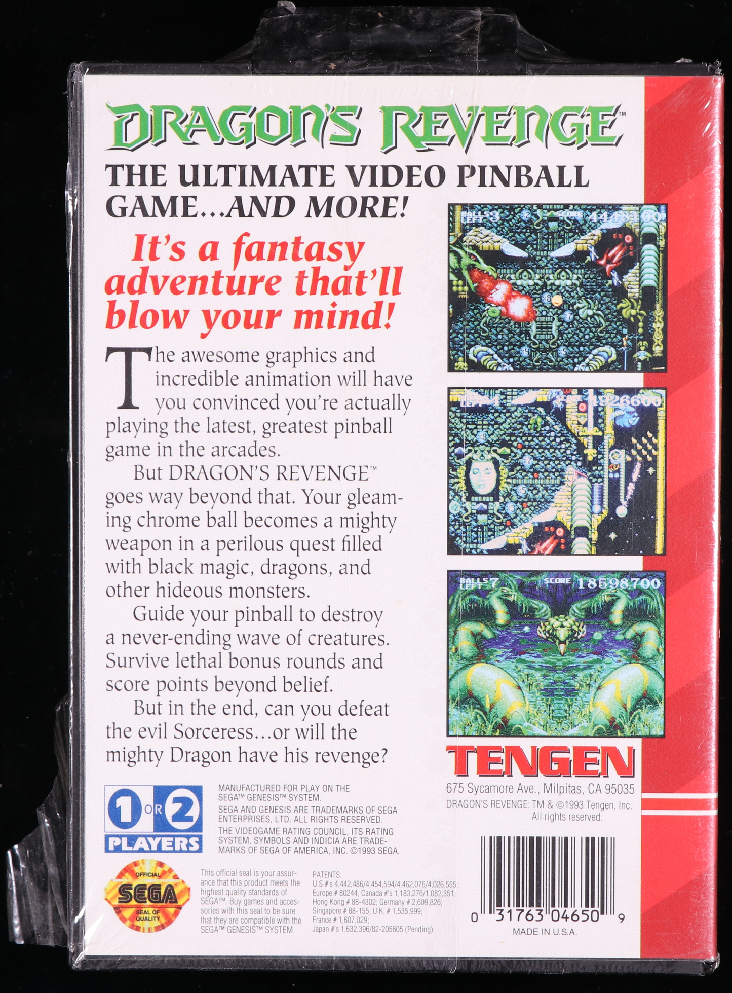 Dragon's Revenge SEGA GENESIS 9.8 B - NEBRASKA COLLECTION