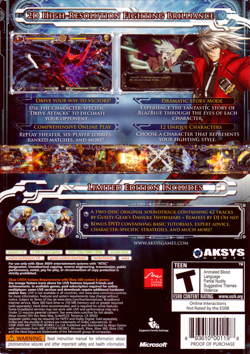 BlazBlue: Calamity Trigger - Limited Edition - Xbox 360
