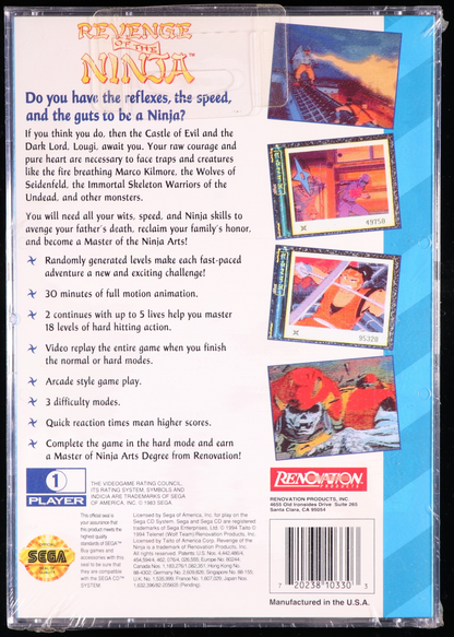 Revenge of the Ninja SEGA CD 9.8 A+ - NEBRASKA COLLECTION