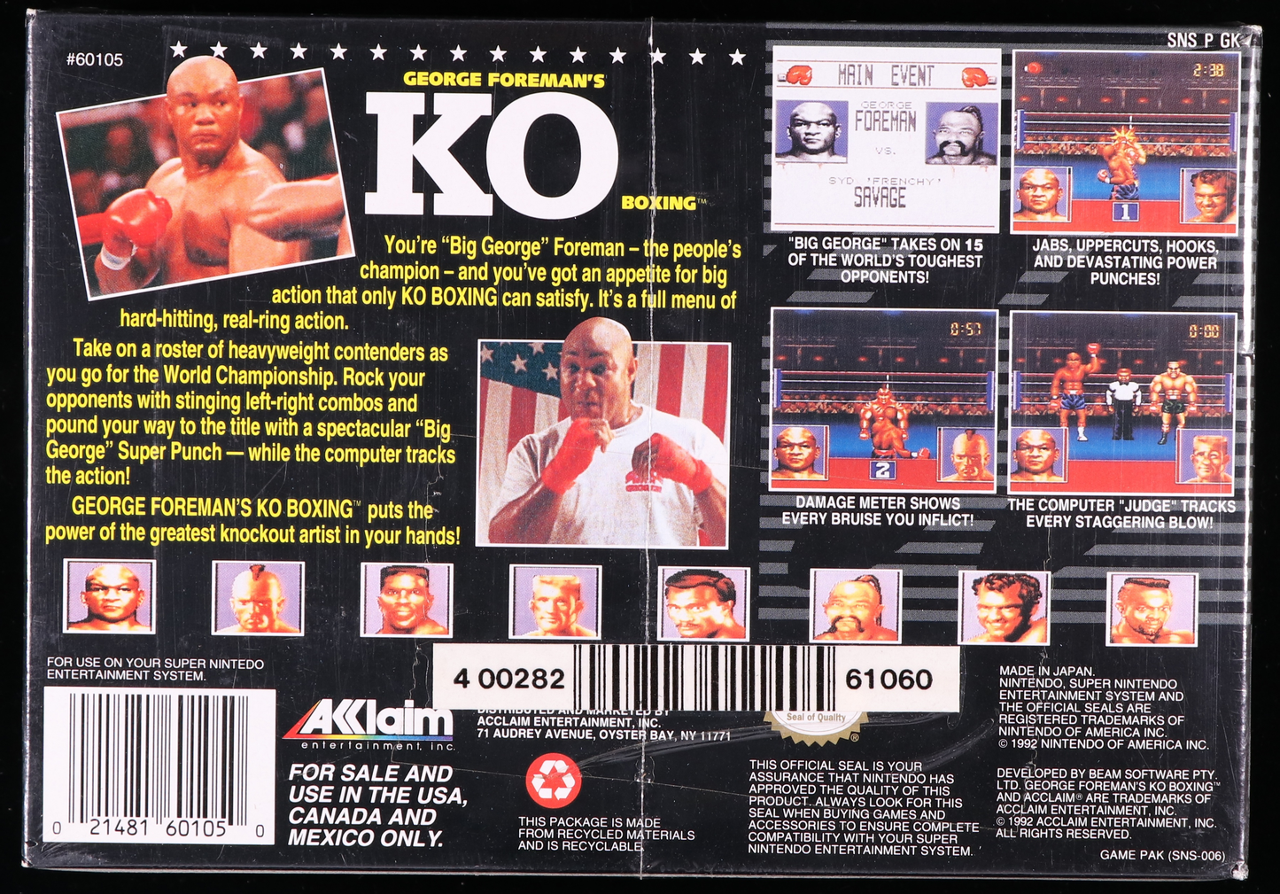 George Forman KO Boxing SNES 8.5 A - NEBRASKA COLLECTION