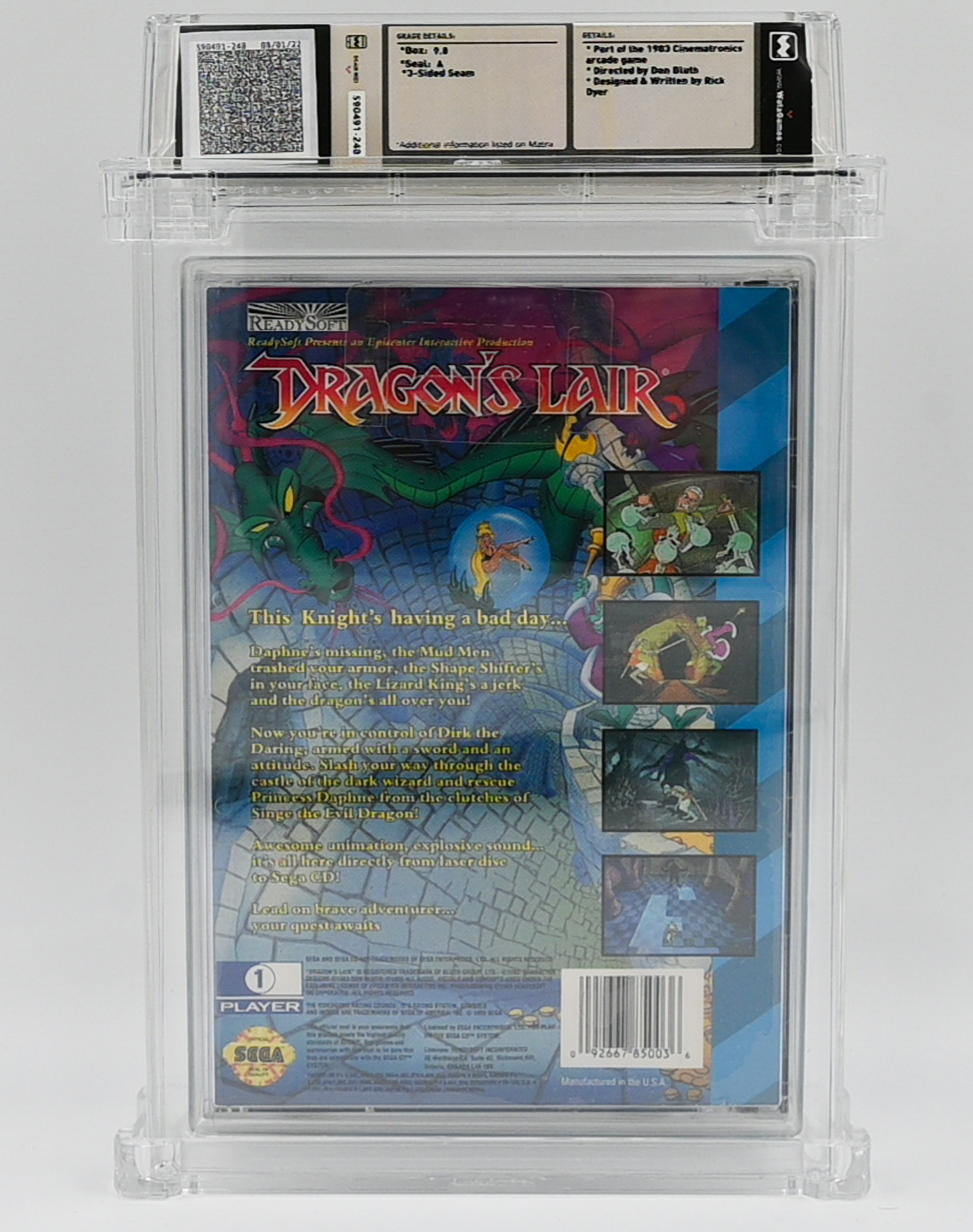 Dragon's Lair SEGA CD 9.8 A - NEBRASKA COLLECTION