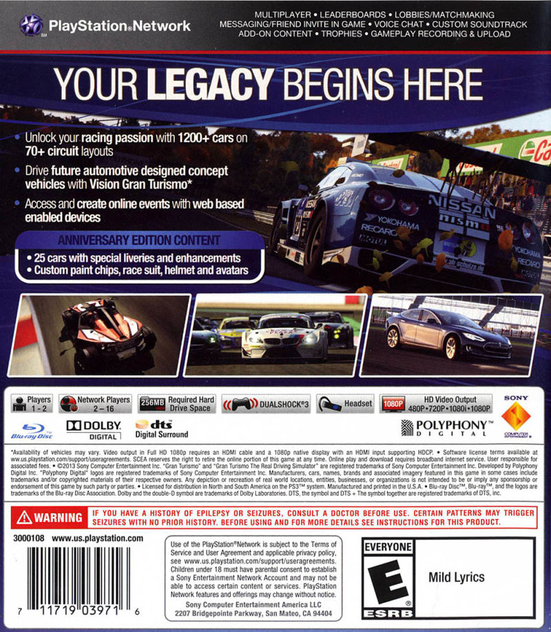 Gran Turismo 6 - Anniversary Edition - PS3