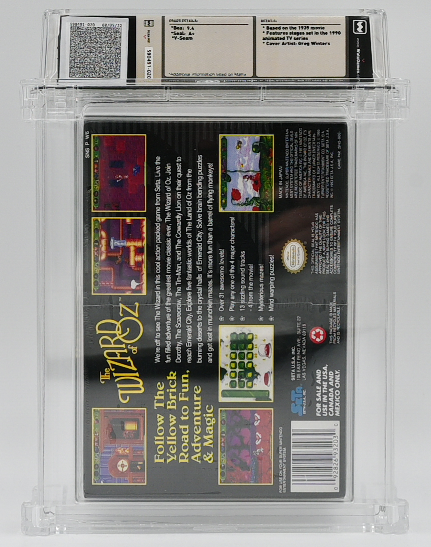 The Wizard of Oz SNES 9.4 A+ - NEBRASKA COLLECTION