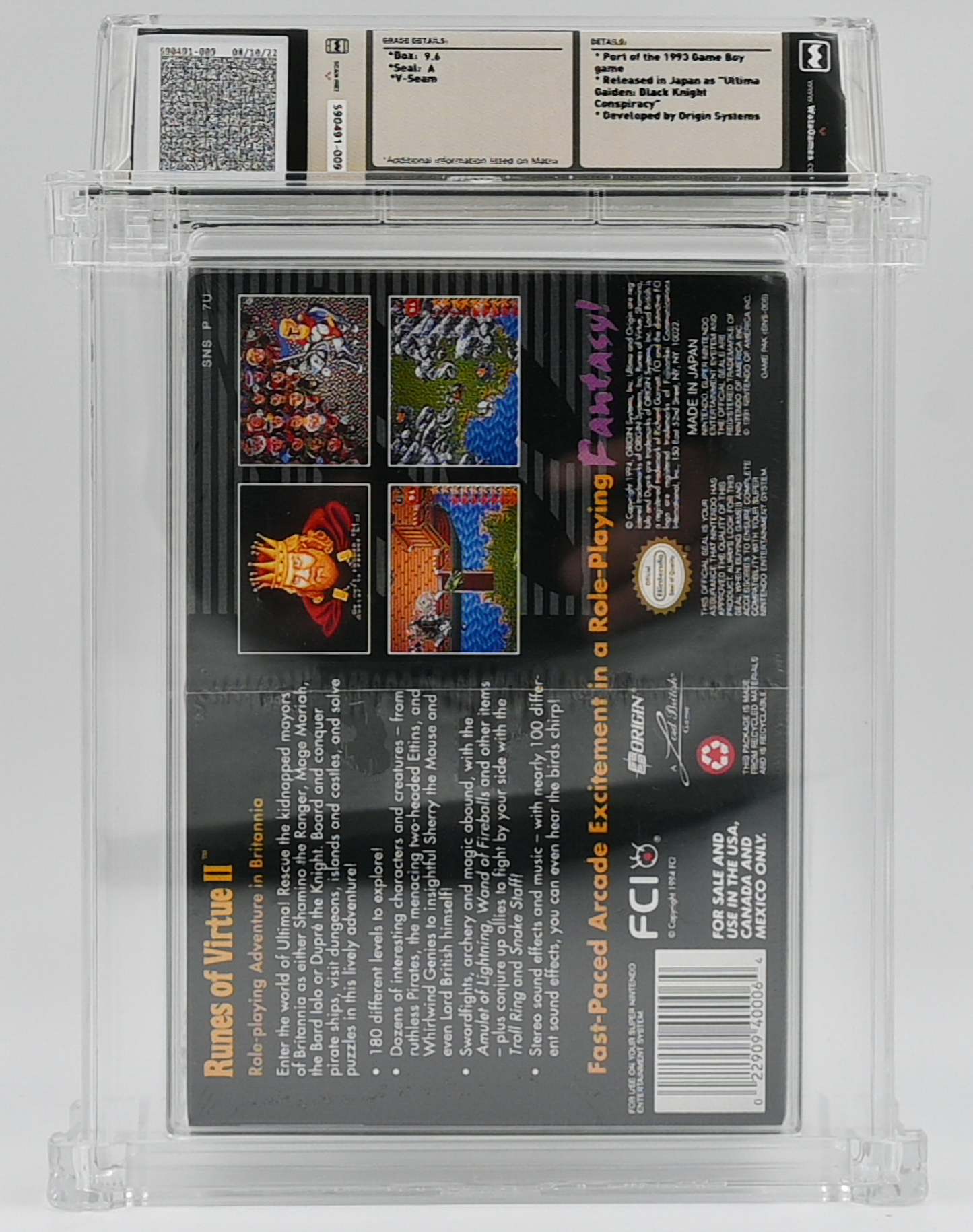 Ultima: Runes of Virtue II SNES 9.6 A - NEBRASKA COLLECTION