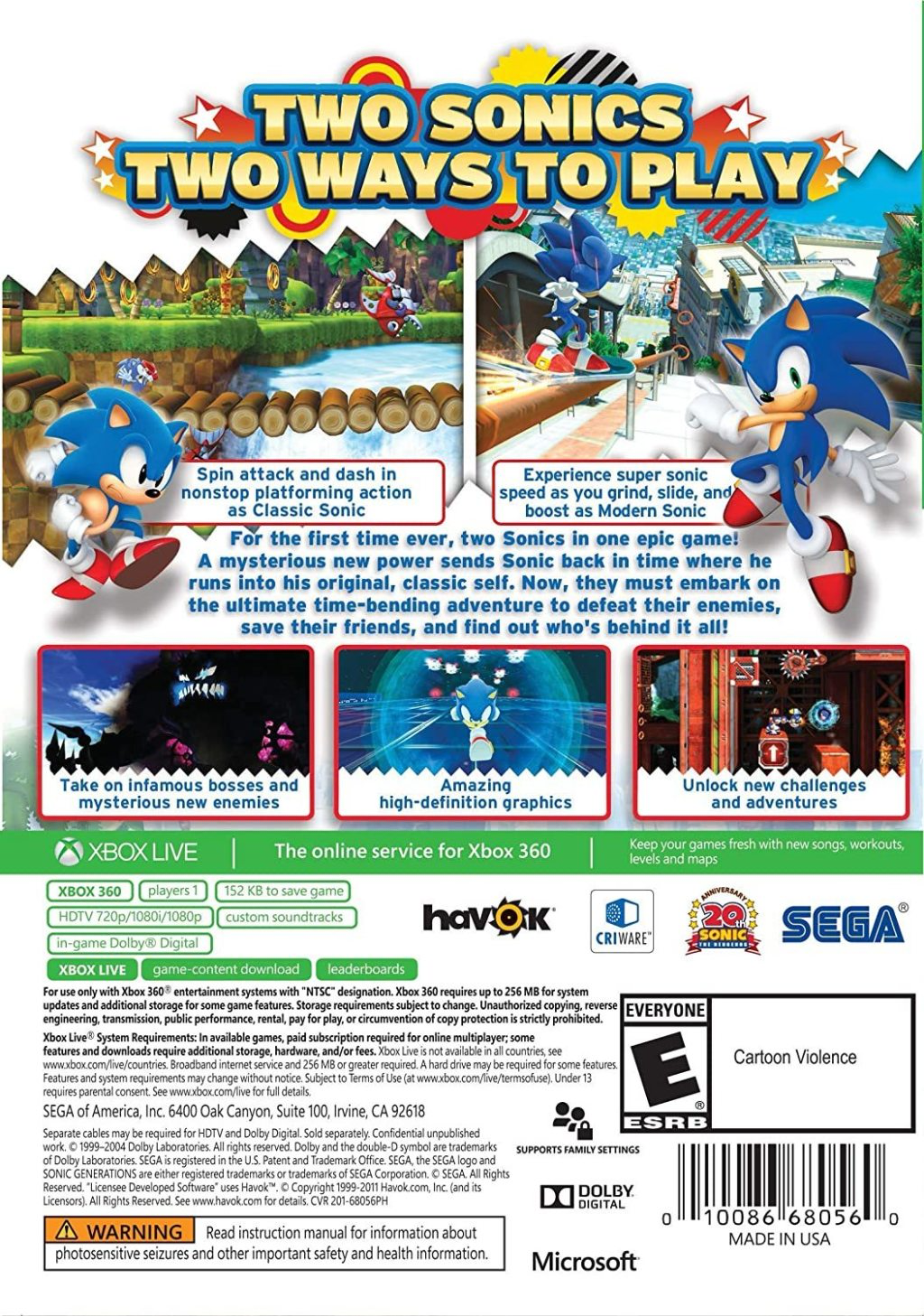 Sonic: Generations - Platinum Hits - Xbox 360