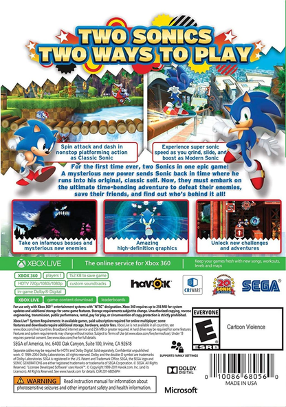 Sonic: Generations - Platinum Hits - Xbox 360