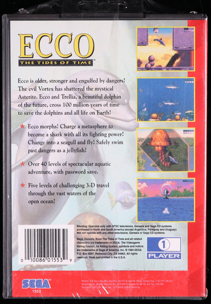 Ecco: The Tides of Time SEGA GENESIS 9.6 A+ - NEBRASKA COLLECTION