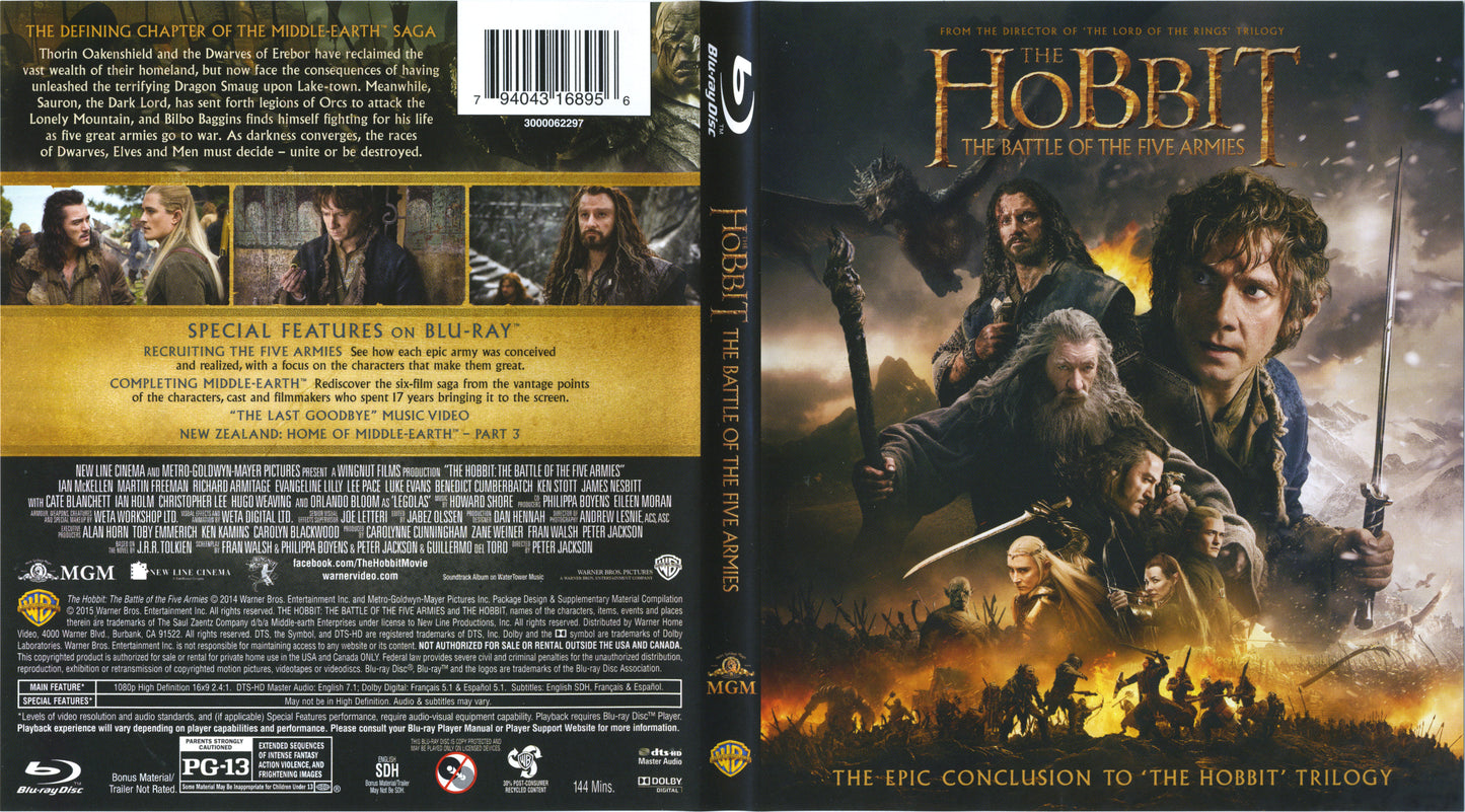 Hobbit: The Battle Of The Five Armies - Blu-ray Fantasy 2014 PG-13