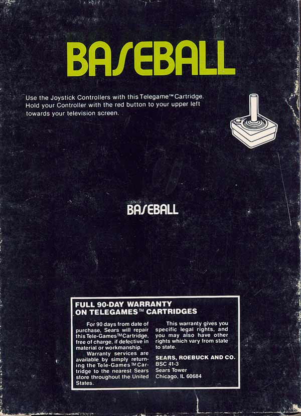 Baseball (Tele-Games 49-75108) - Atari 2600
