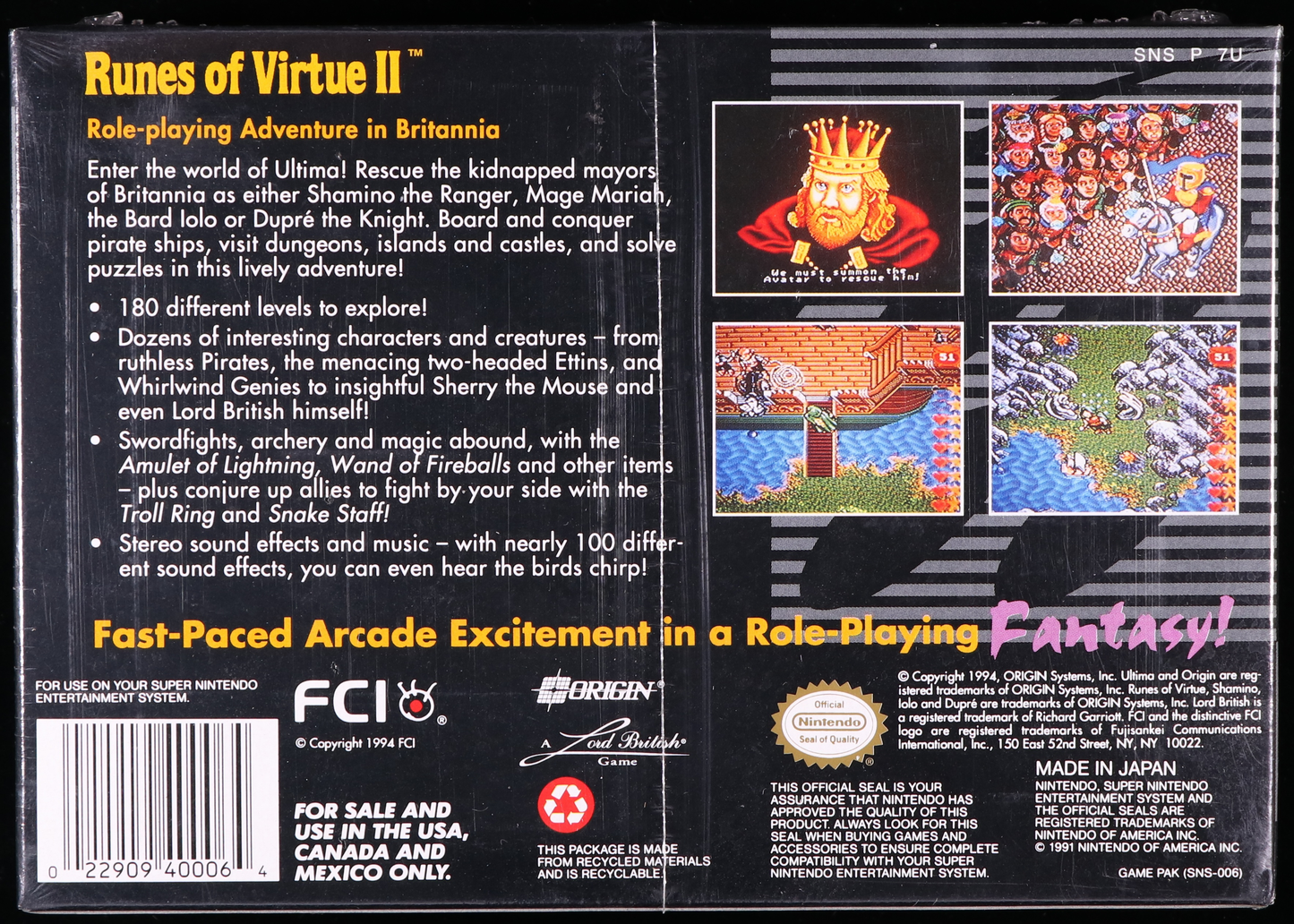 Ultima: Runes of Virtue II SNES 9.6 A - NEBRASKA COLLECTION