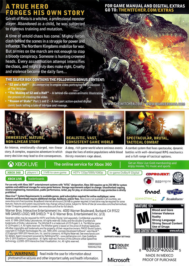 Witcher 2, The: Assassins of Kings - Enhanced Edition Silver Box - Xbox 360