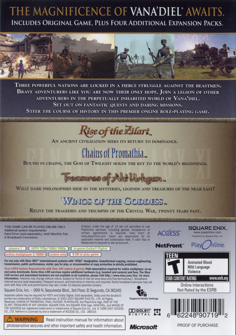 Final Fantasy XI: Online - Vana'diel Collection 2008 - Xbox 360
