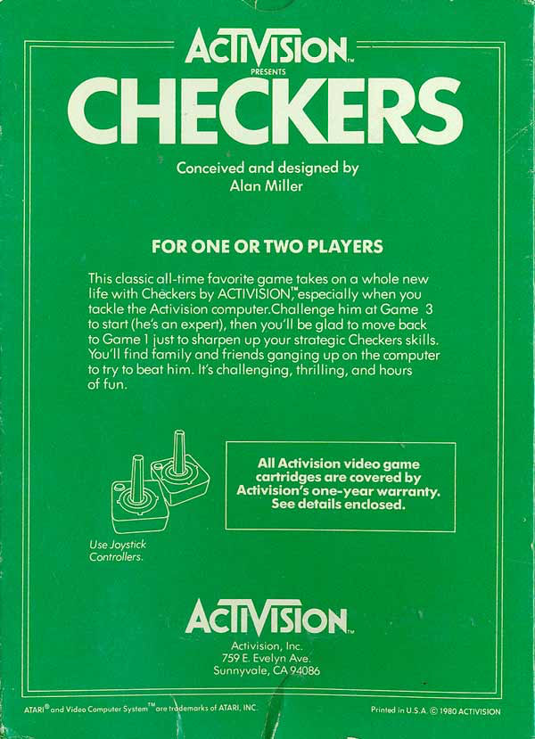 Checkers (Green Label) - Atari 2600