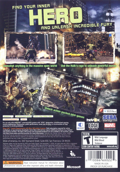 Incredible Hulk, The - Xbox 360