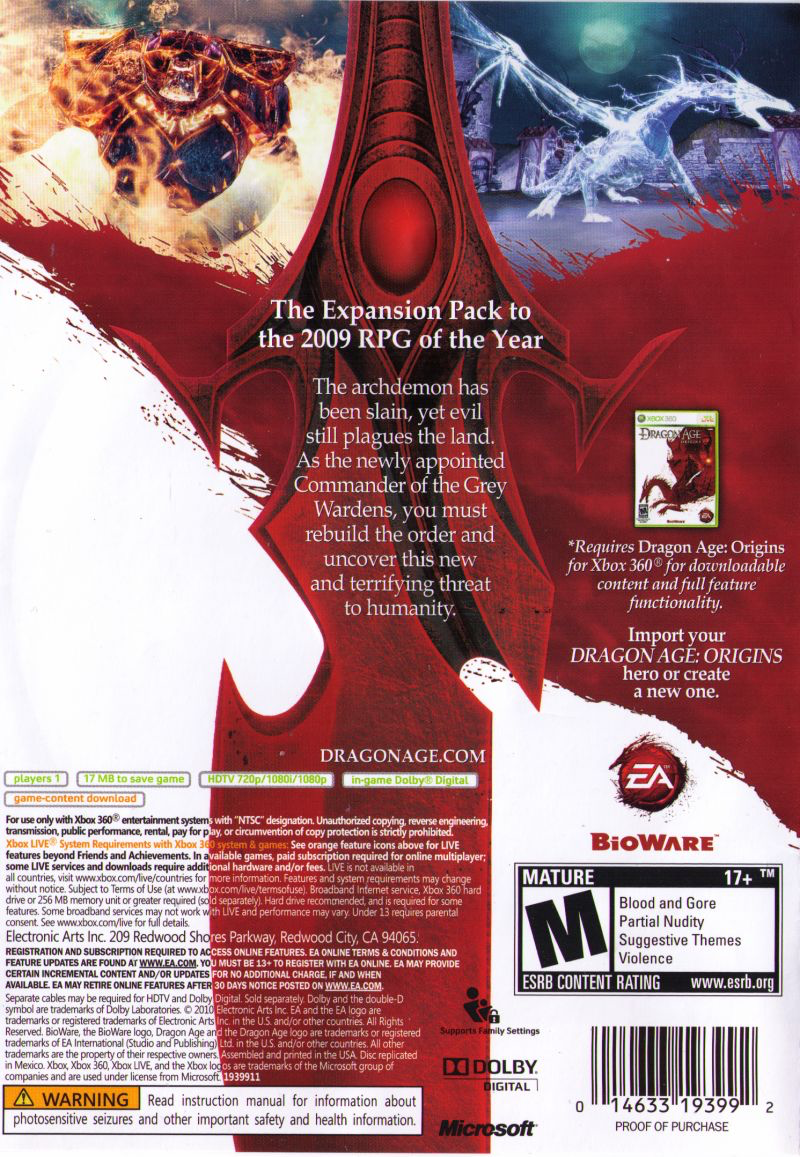 Dragon Age: Origins Awakening - Xbox 360