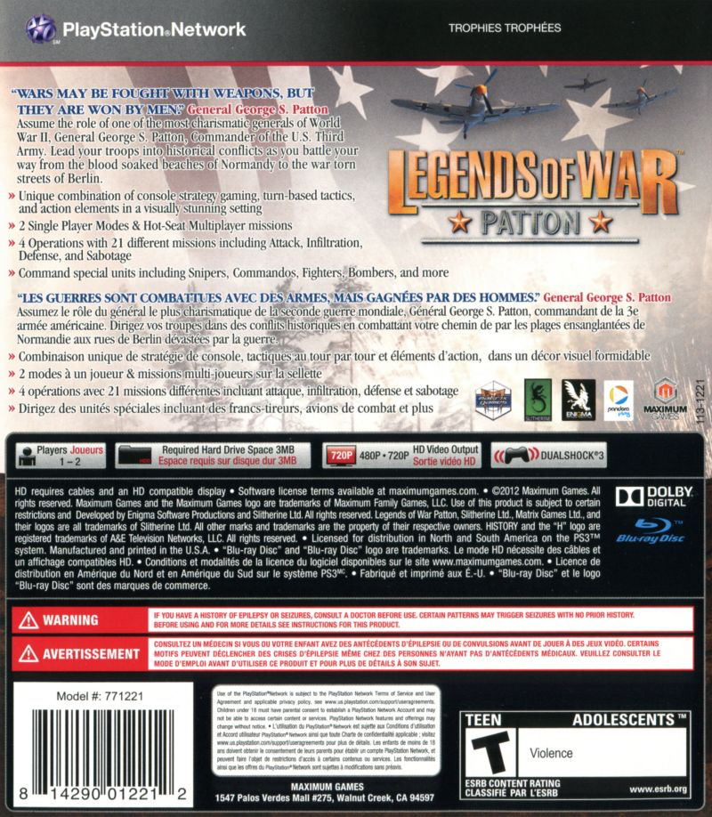 History Channel Legends of War: Patton - PS3