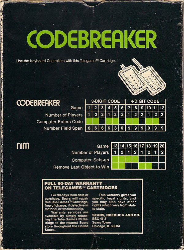 Codebreaker (Tele-Games) - Atari 2600