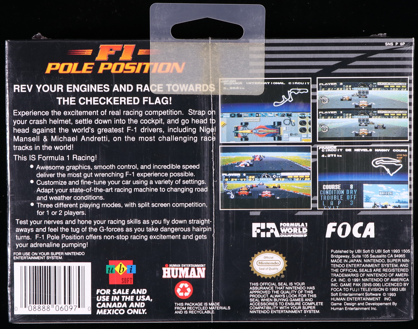 F1 Pole Position SNES 9.6 A+ - NEBRASKA COLLECTION