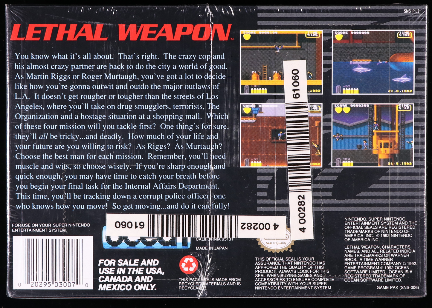 Lethal Weapon SNES 9.2 A - NEBRASKA COLLECTION