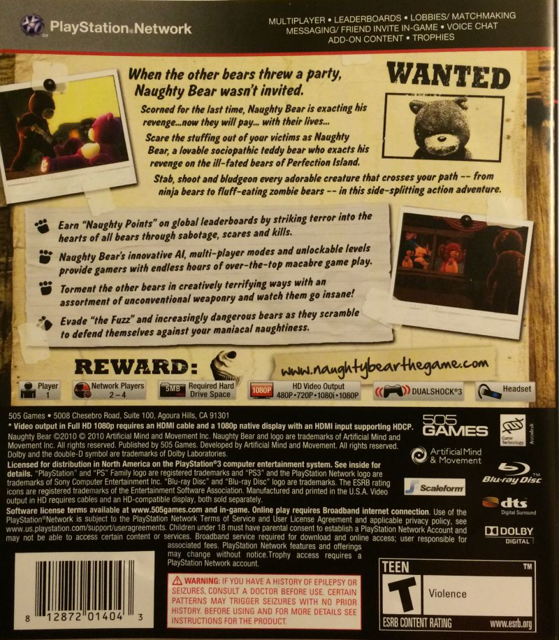 Naughty Bear - PS3