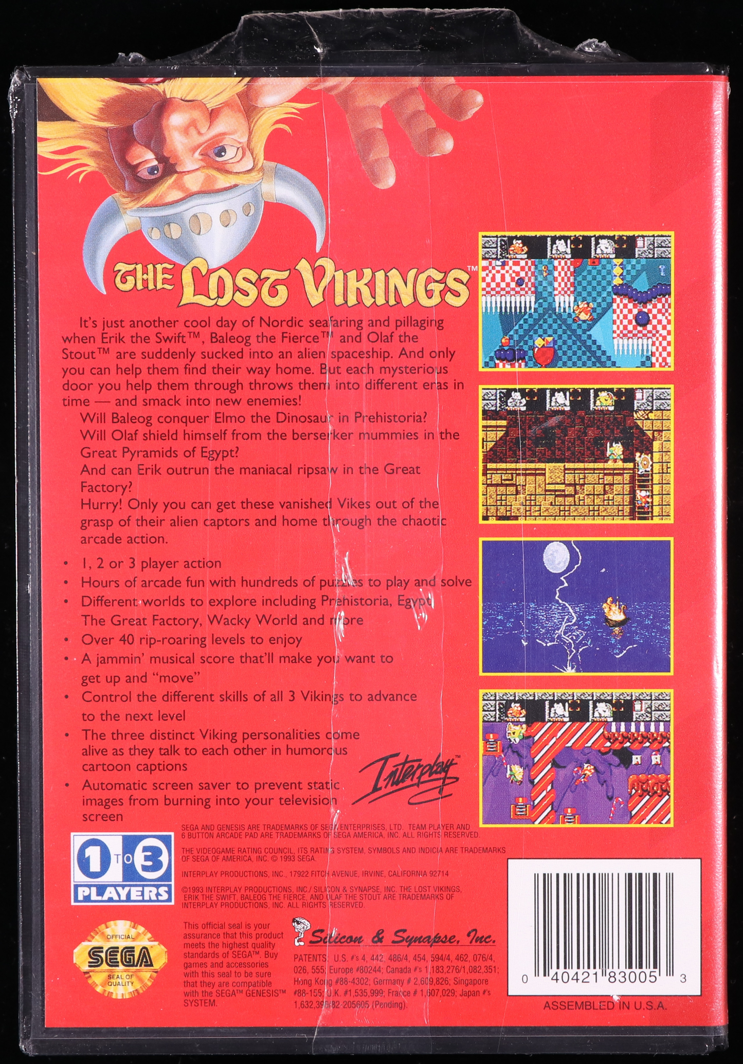The Lost Vikings (Interplay) SEGA GENESIS 9.6 A+ - NEBRASKA COLLECTION